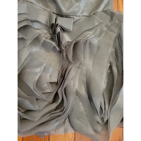 White by Vera Wang Womens 16  Gray Chiffon One Shoulder Party Dress  Rosette - Picture 3 of 13